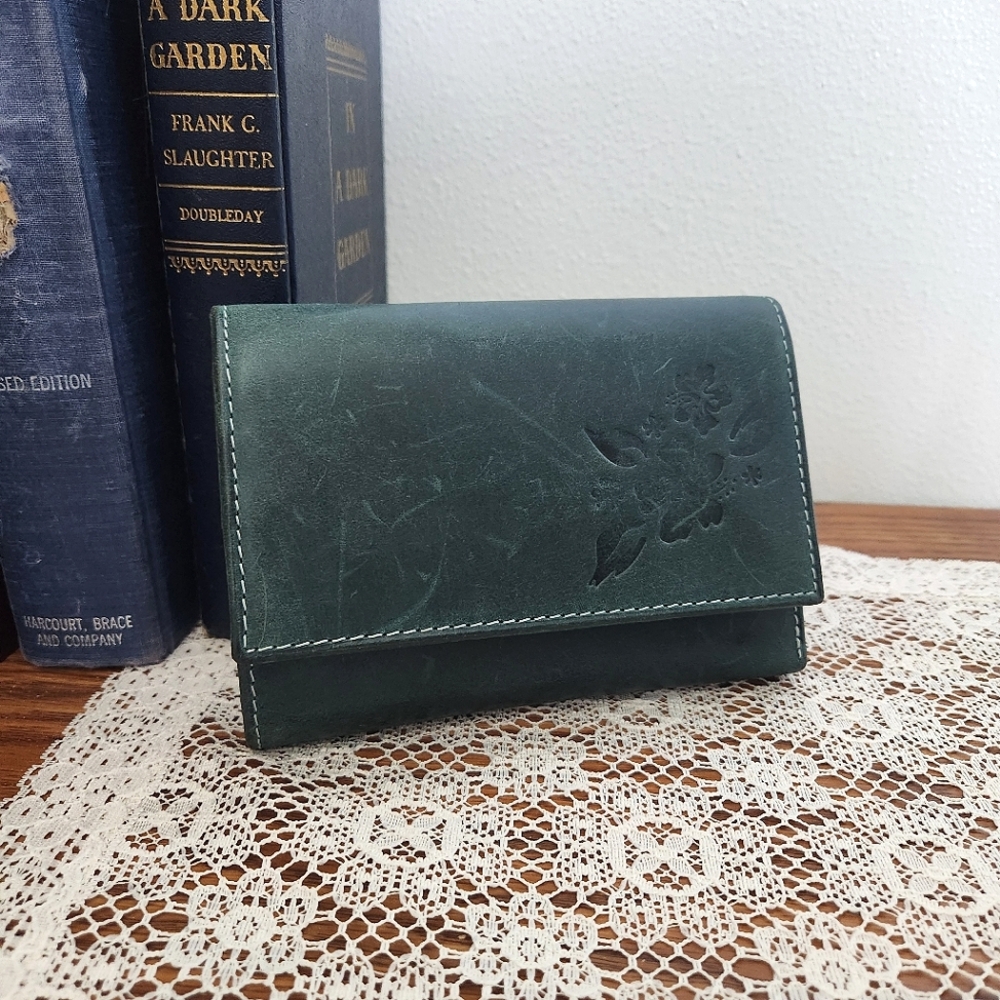 Distressed Embossed Leather Wallet - Picture 2 of 15